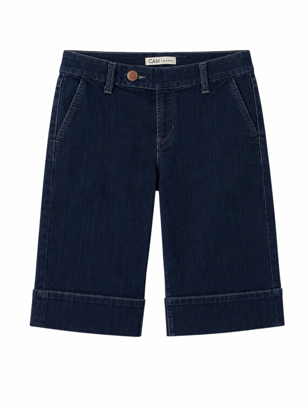 Cabi Jean #891 Shorts Long Bermuda Mid Rise Dark Wash Denim Women’s Size 2
